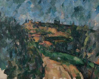 Bocht van de weg bovenaan de Chemin des Lauves door Paul Cézanne